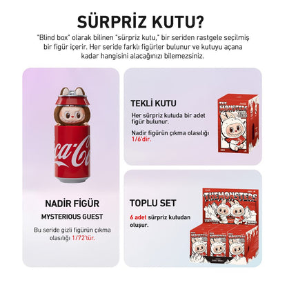POP MART LABUBU THE MONSTERS COCA - COLA SERİSİ 6’LI SÜRPRİZ KUTU YÜZ PELUŞ FİGÜR - Termos Türkiye - 